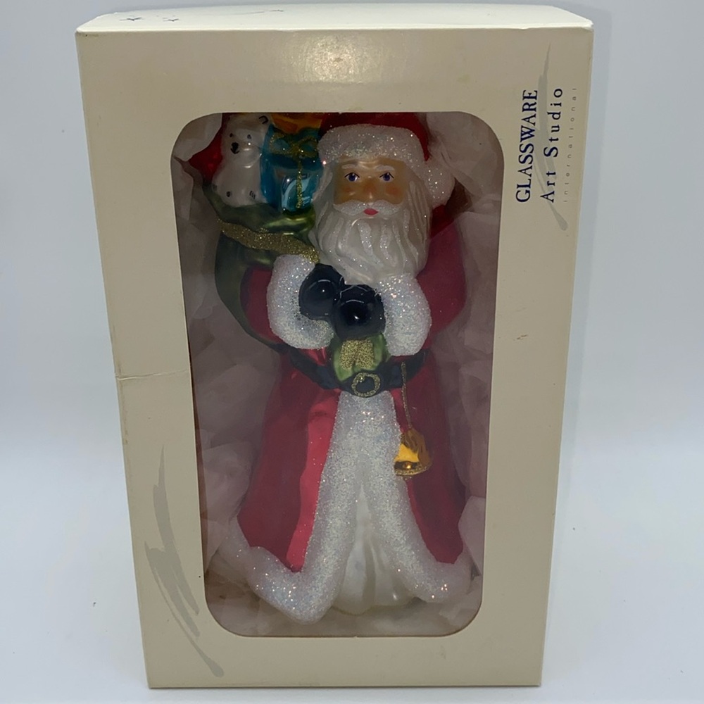 Glassware Art Studio Santa with Toy Sack Glass Christmas Ornament Poland